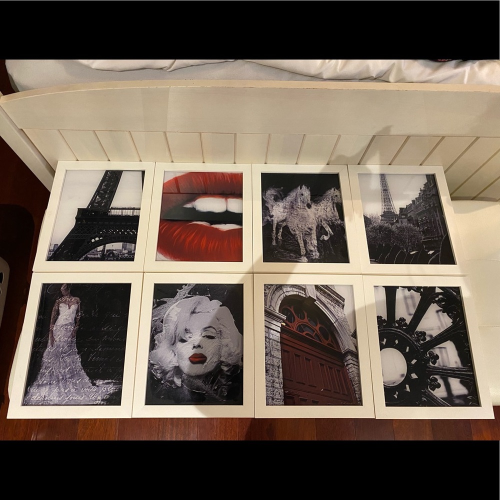 8 individual framed hanging chic pictures